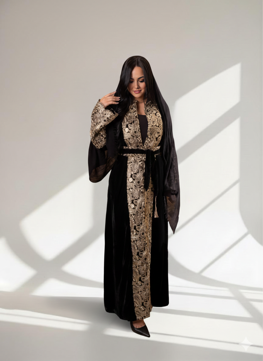 قفطان الرونق الذهبي اسود
