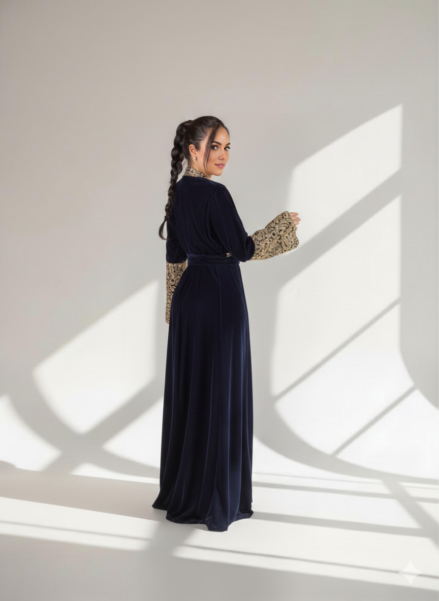 قفطان الرونق الذهبي كحلي