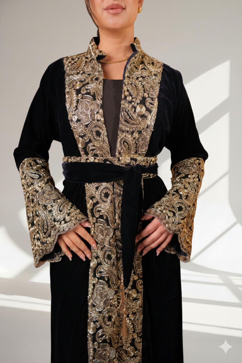 قفطان الرونق الذهبي كحلي