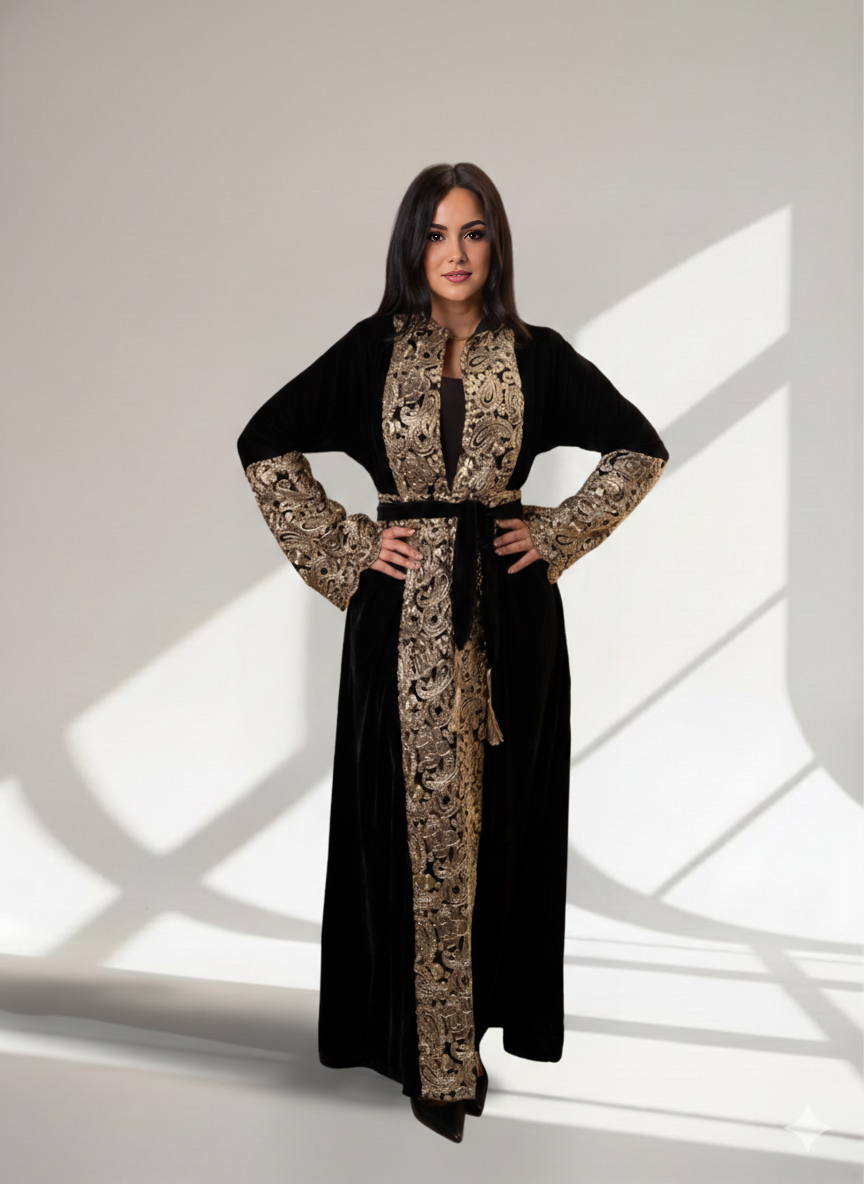 قفطان الرونق الذهبي اسود