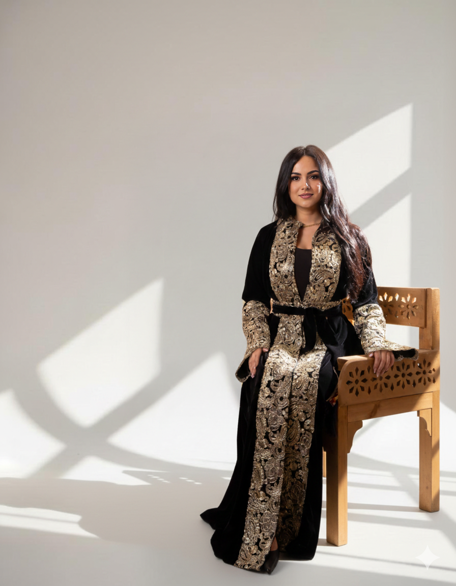 قفطان الرونق الذهبي اسود